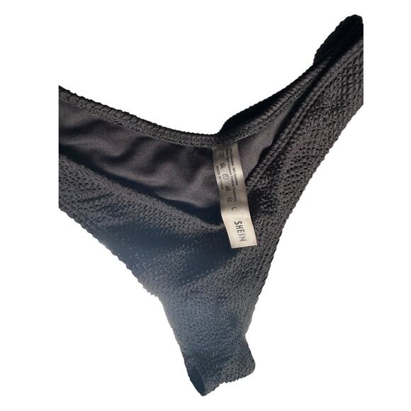 SHEIN Swim Summer Beach Plain Black Thong Bikini Bottom Large - Picture 7 of 7